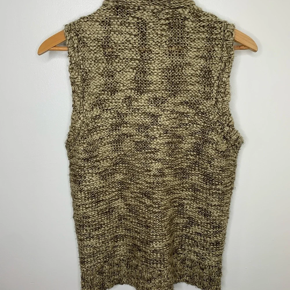 Charter Club Size Medium Full Zip Sweater Vest Faux Fur Collar Brown Fun